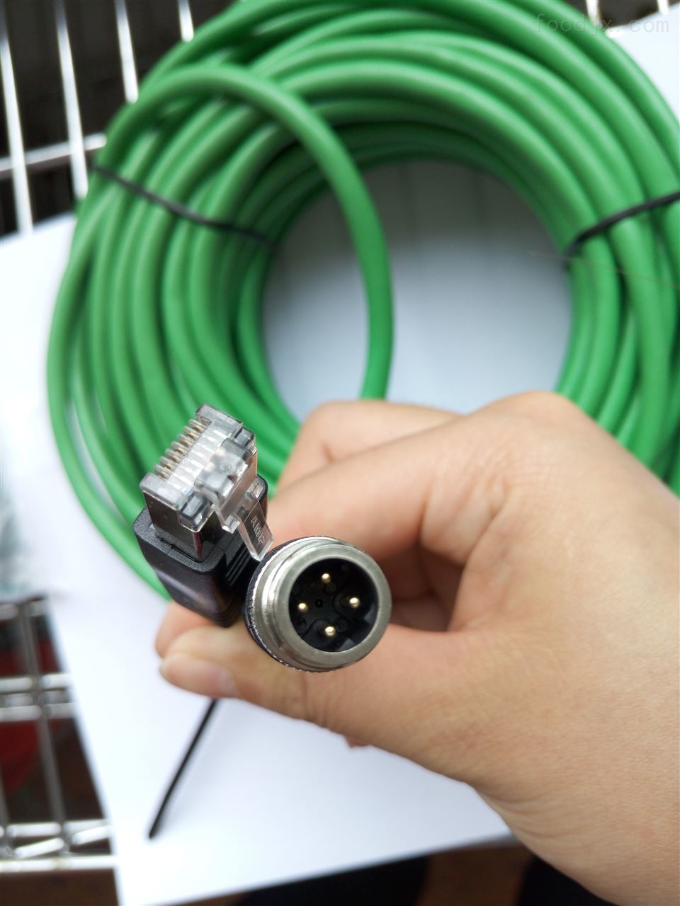 m12转rj45防水连接器 rj45转接头 双网口